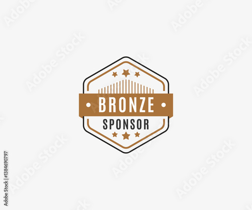 Hexagon Bronze Sponsor Badge, Vector illustration