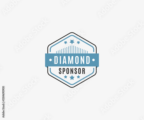 Hexagon Diamond Sponsor Badge, Vector Graphic