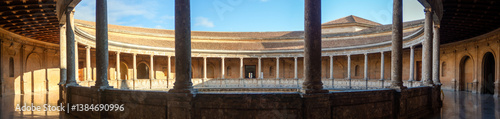The Alhambra - Granada, Spain: Palace of Charles V, view of the patio inside the palace