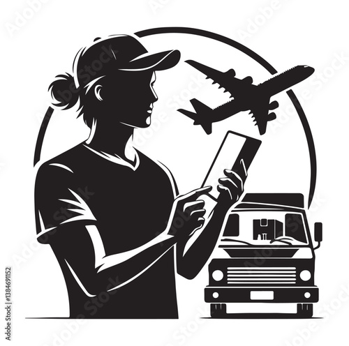 Courier Delivering icon vector symbol,