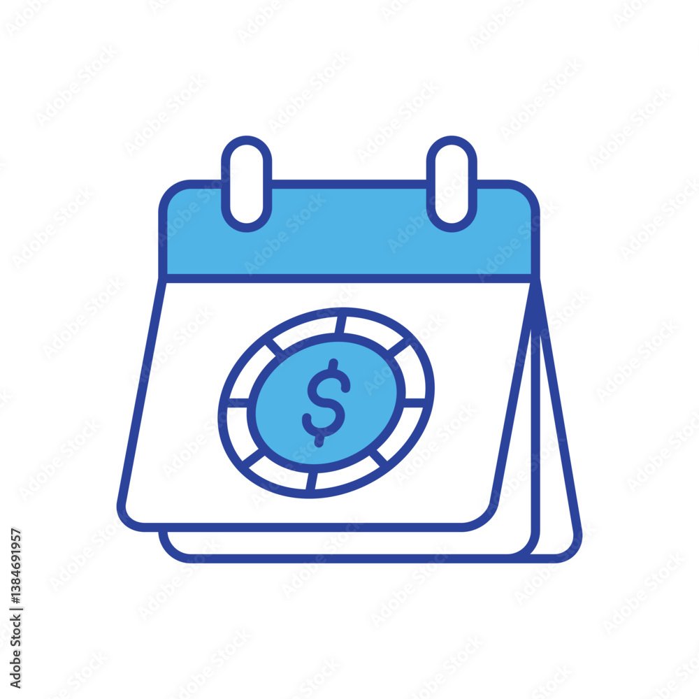 Calendar With Dollar Sign icon isolated on a white background. Vector illustration. Calendar With Dollar Sign icon isolated on a white background. Vector illustration.