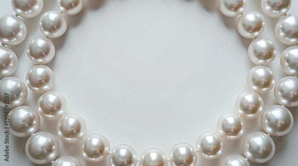 Obraz premium Elegant White Pearl Necklace Frame Background Luxury Jewelry Image