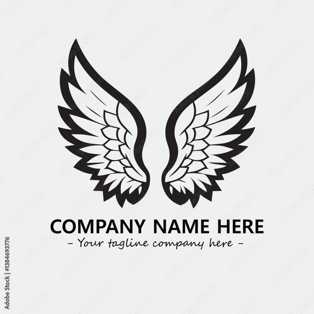 Fototapeta premium Wing illustration black and white for logo company vector image 