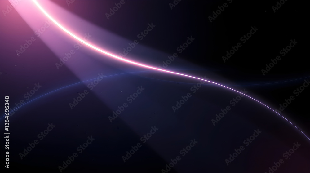 Light beam crossing dark space with glowing trails and light rays Light beam crossing dark space with glowing trails and light rays