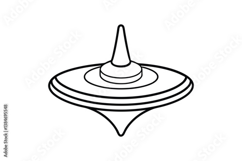 Line art illustration of a spinning top toy icon