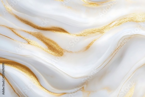 Elegant White Marble Background with Delicate Gold Accents photo