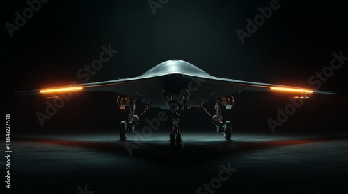 Futuristic unmanned aerial vehicle showcasing innovative design and technology in a dark setting