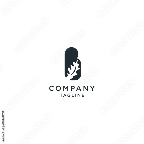 Letter B with Oak leaf logo design template