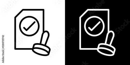 Approved document icons vector set in stroke line style