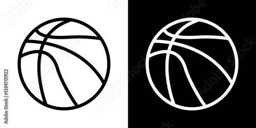 Basketball icons vector set in stroke line style