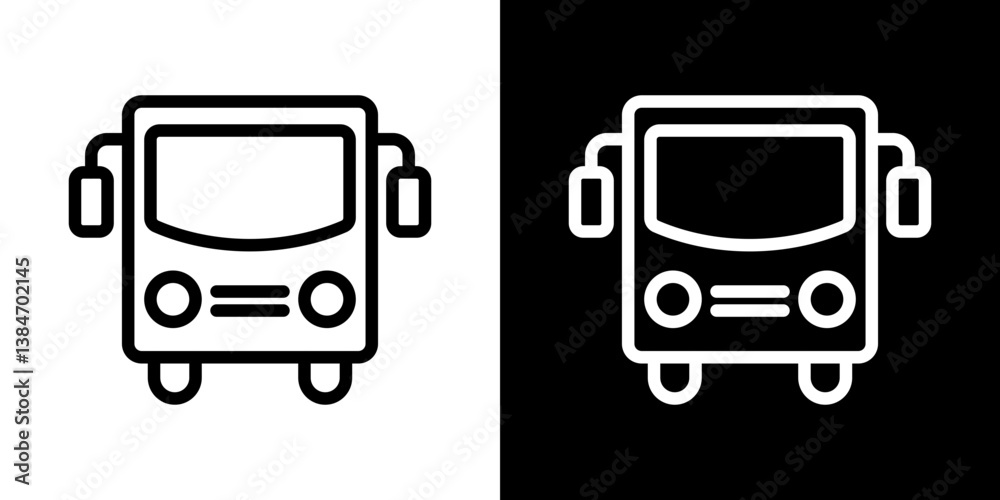 Bus icons vector set in stroke line style Bus icons vector set in stroke line style