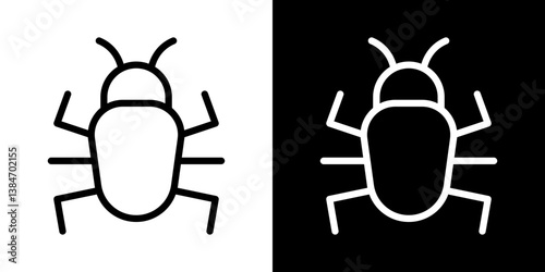 Bug icons vector set in stroke line style