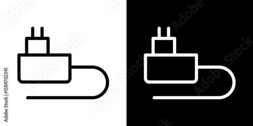 Charger icons vector set in stroke line style