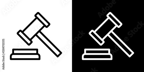 Gavel icons vector set in stroke line style