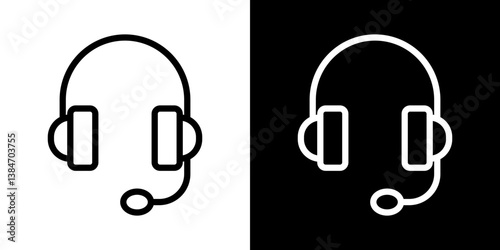 Headphone icons vector set in stroke line style