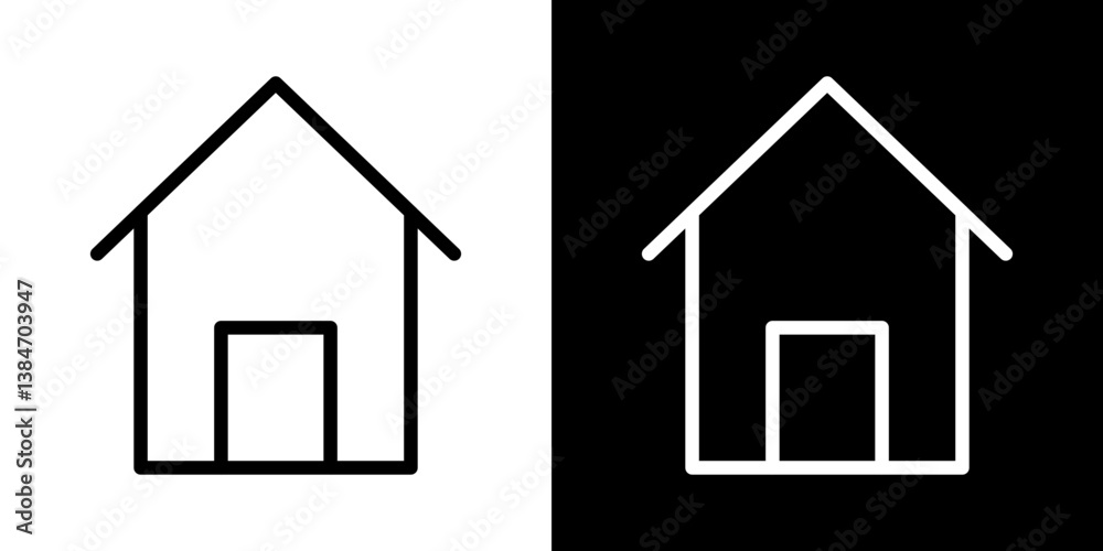 House icons vector set in stroke line style House icons vector set in stroke line style