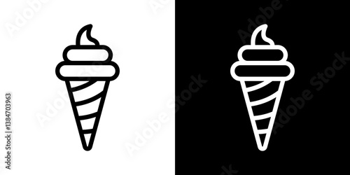 Ice cream cone icons vector set in stroke line style
