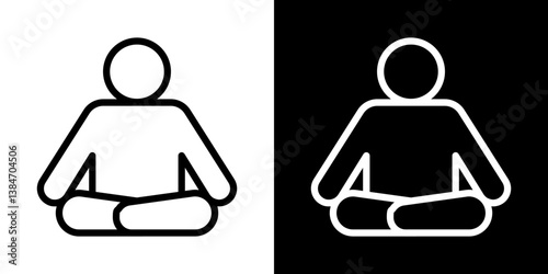 Meditation icons vector set in stroke line style