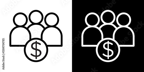 Mutual funds icons vector set in stroke line style