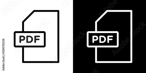 PDF file icons vector set in stroke line style
