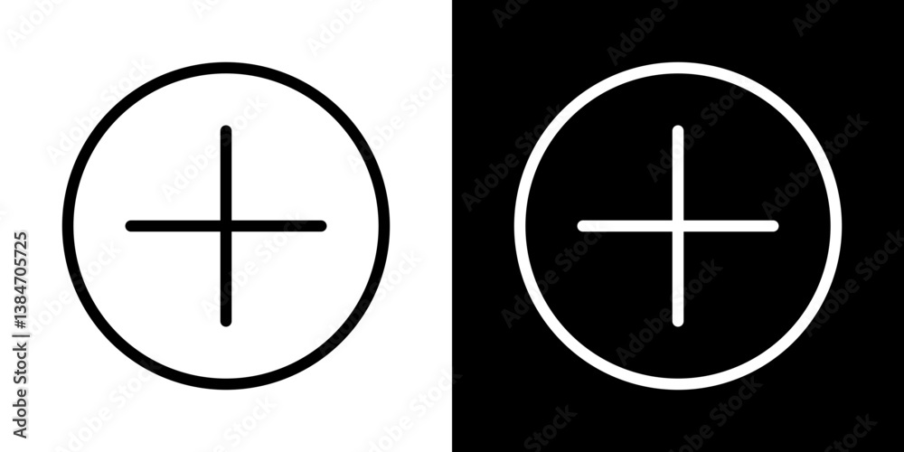 Plus icons vector set in stroke line style Plus icons vector set in stroke line style