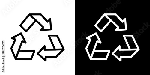 Recycle icons vector set in stroke line style