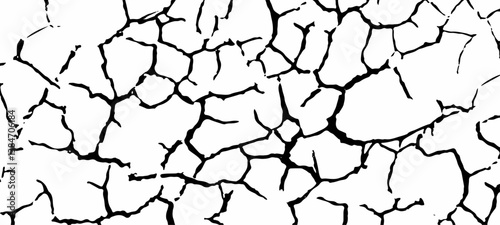 Vector marble pattern with white and black cracks Transparent texture line texture stone wall with a crack.