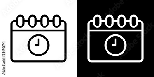 Schedule icons vector set in stroke line style