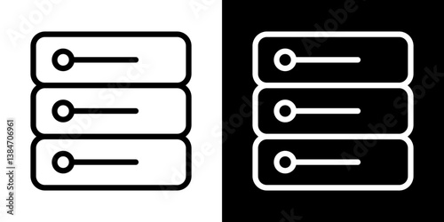 Server icons vector set in stroke line style