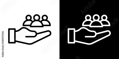 Teamwork icons vector set in stroke line style