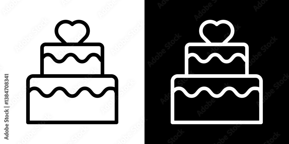 Wedding cake icons vector set in stroke line style Wedding cake icons vector set in stroke line style