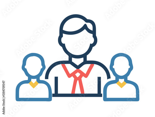 Team of three people with leader in center