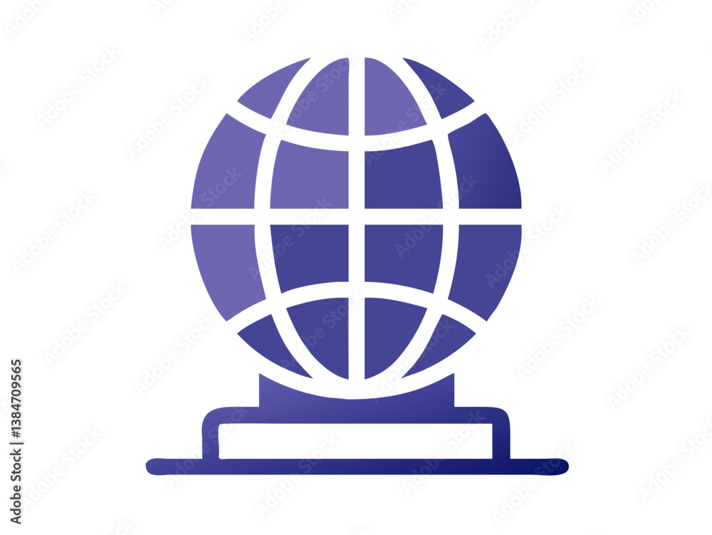Abstract globe icon with lines in purple gradient style Abstract globe icon with lines in purple gradient style