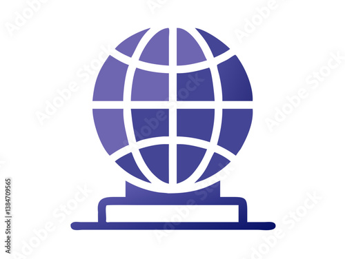 Abstract globe icon with lines in purple gradient style