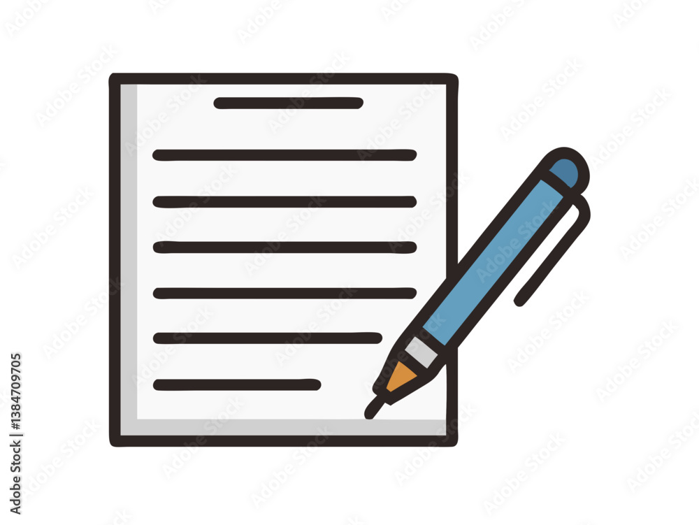 Paper and pencil icon in outlined minimal style Paper and pencil icon in outlined minimal style