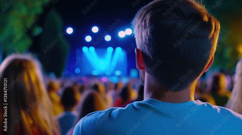 Naklejka premium Audience Enjoying Live Music at Night