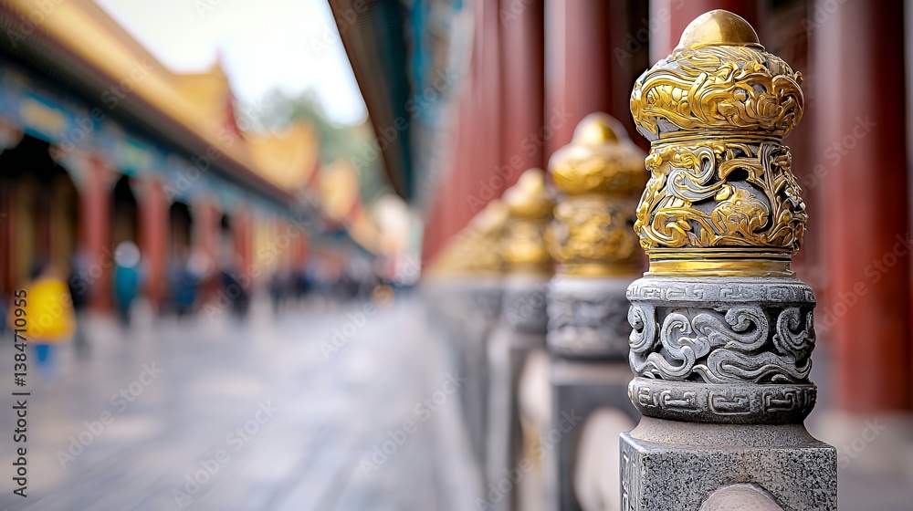 Fototapeta premium Ornate stone pillar in forbidden city