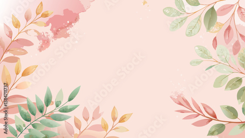 *Watercolor texture background, soft rosy blend with gentle leaf motifs, peaceful nature-inspired design with copy space*  