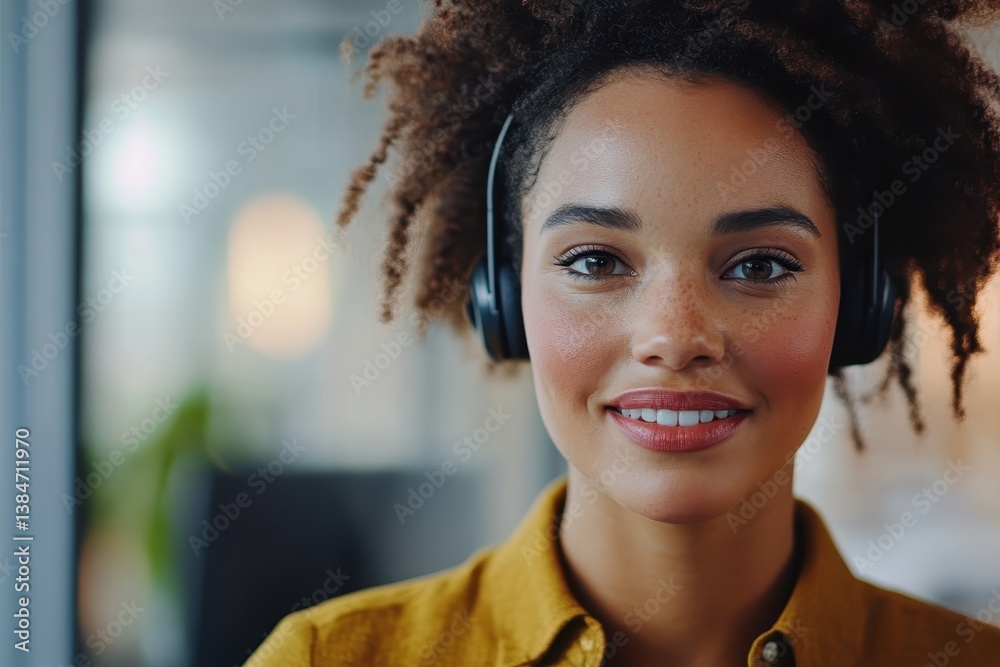 Fototapeta premium Customer service representative engaged in video chat assisting clients with inquiries, Video of video chat with customer service woman Easy to edit talking