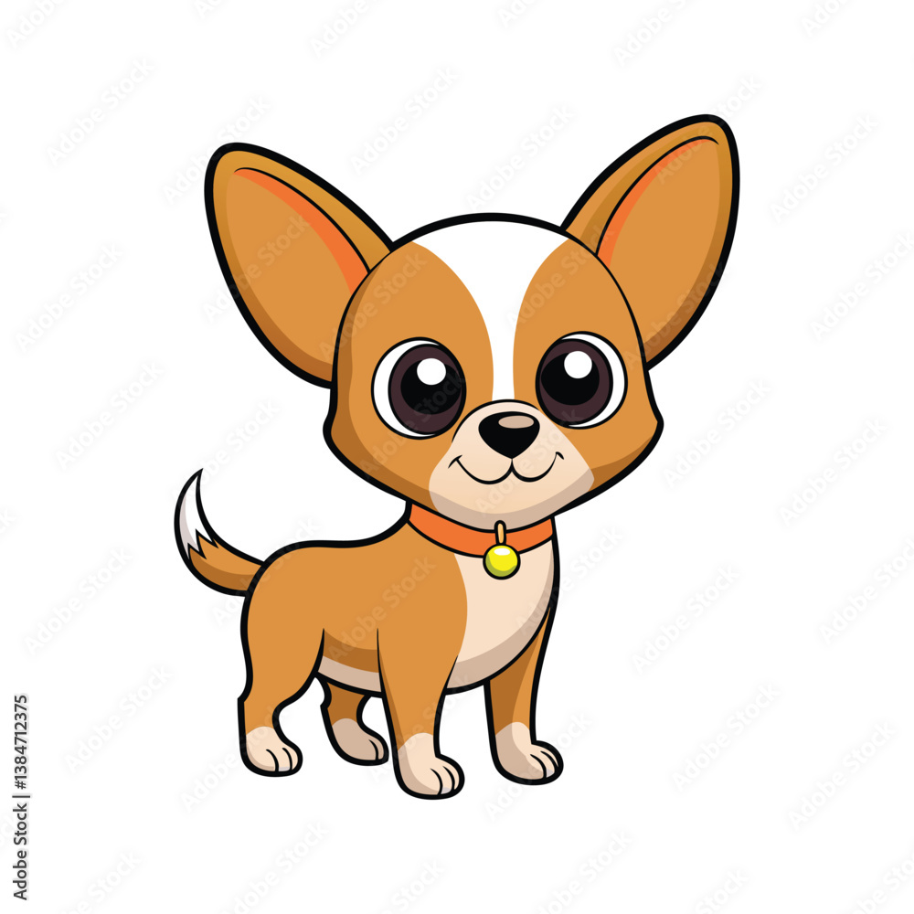 Cartoon Chihuahua dog sitting with a friendly look vector illustration isolated on white background Cartoon Chihuahua dog sitting with a friendly look vector illustration isolated on white background