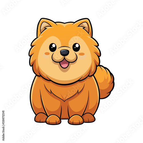 Cartoon Chow Chow dog with a cute expression and soft fur vector illustration isolated on white background