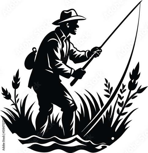 fisherman with fishing rod
