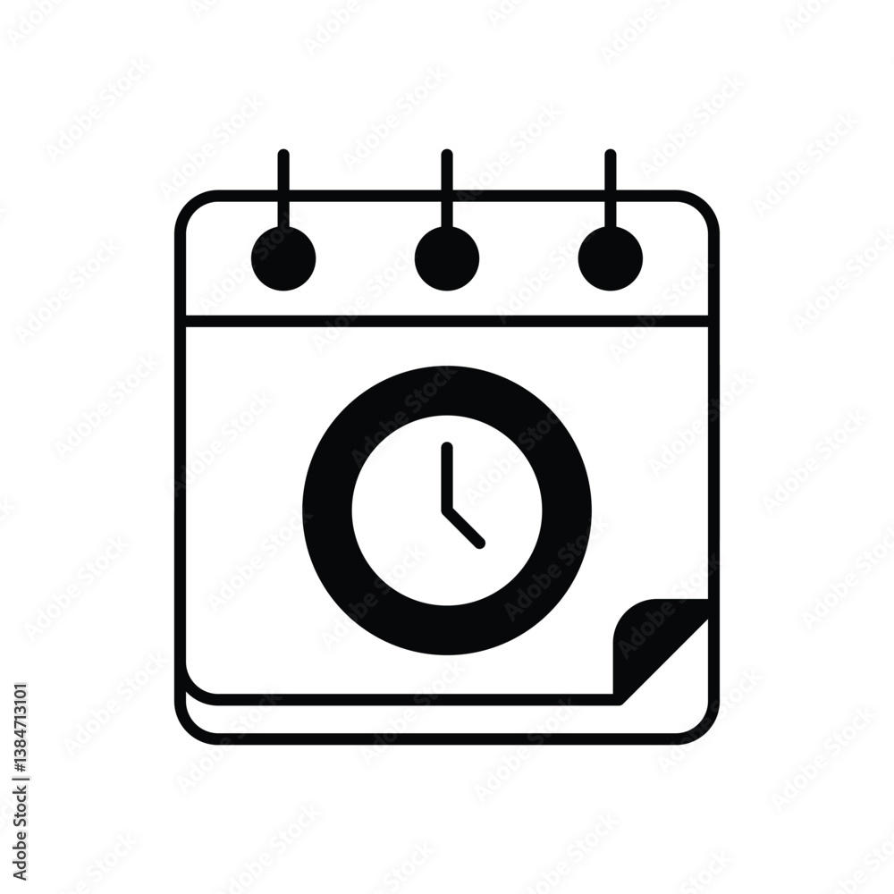 Clock With Calendar icon isolated on a white background. Vector illustration. Clock With Calendar icon isolated on a white background. Vector illustration.
