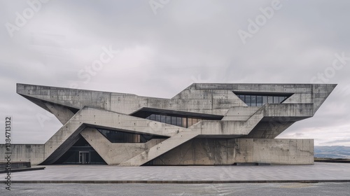 Modern Architectural Design of Concrete Building with Unique Structure