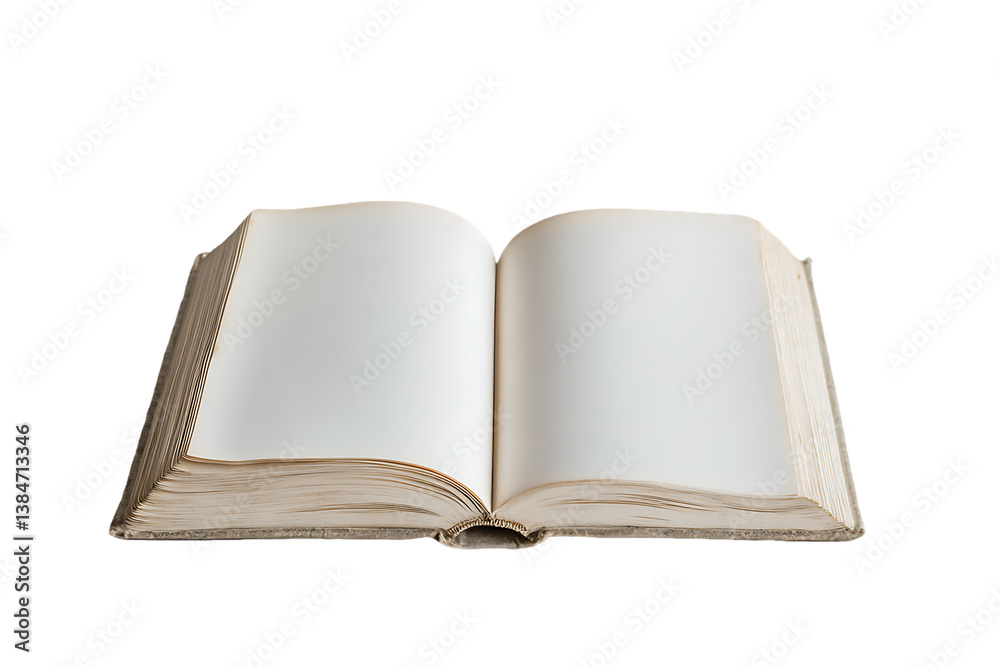 Open Antique Book with Blank Pages, Isolated on White Open Antique Book with Blank Pages, Isolated on White