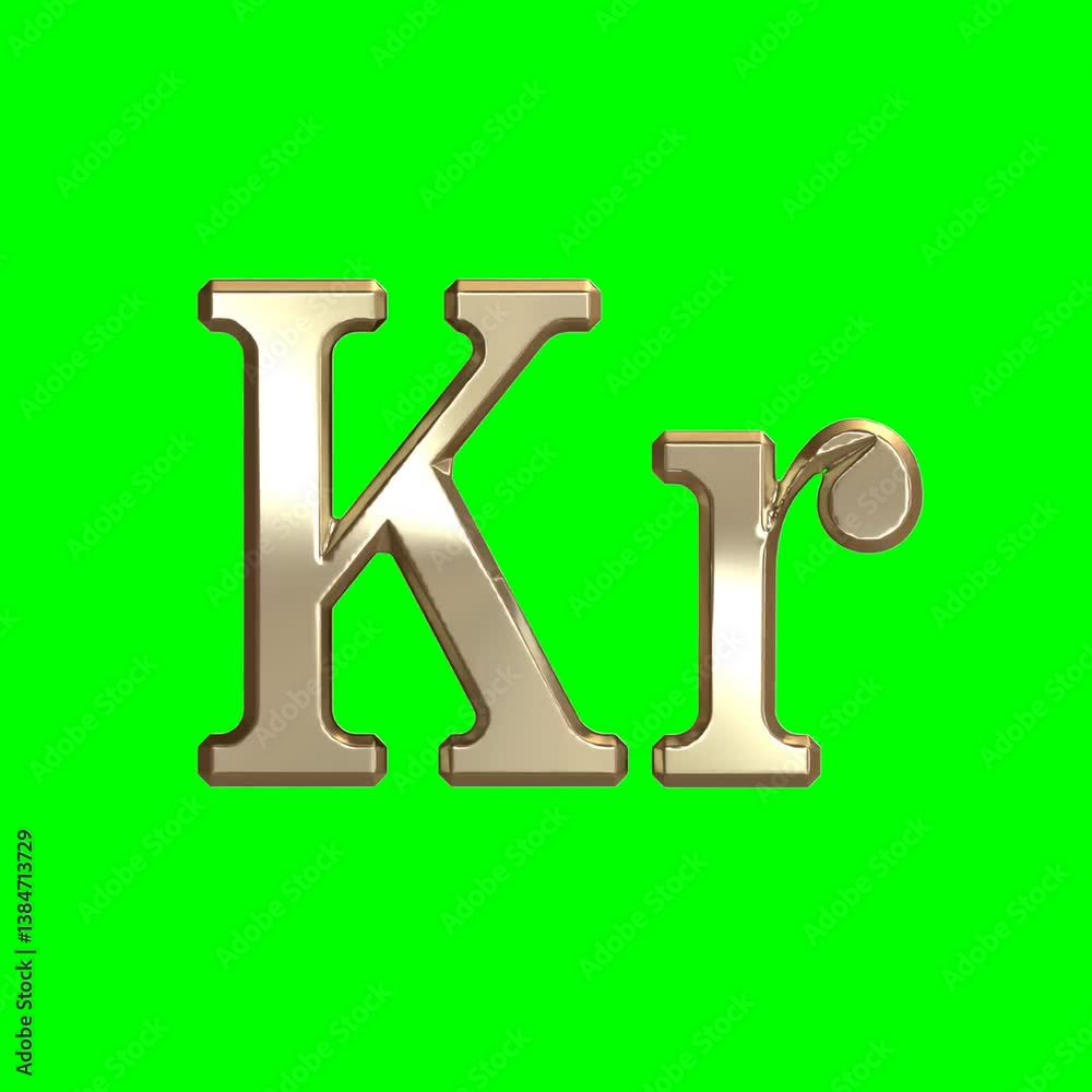 Rotation 3D Golden krona Currency Symbol with Green Screen Rotation 3D Golden krona Currency Symbol with Green Screen