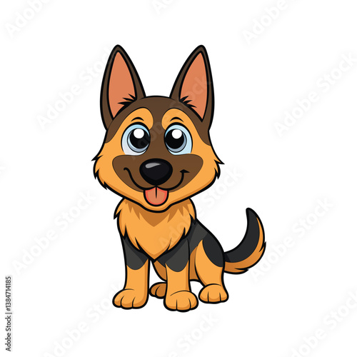 Cartoon German Shepherd dog character with a playful stance vector illustration isolated on white background