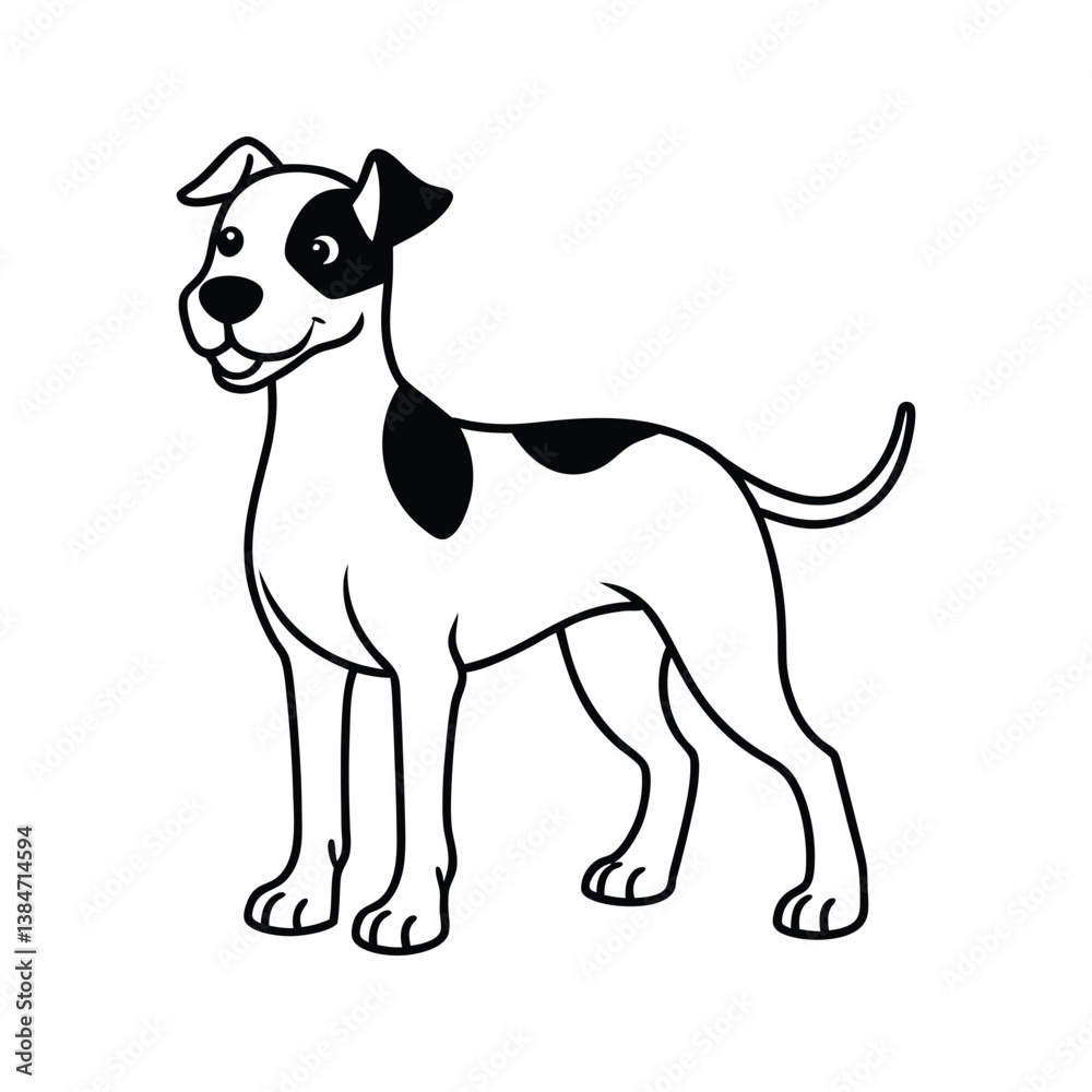 Cartoon Great Dane dog with collar and happy expression silhouette isolated on white background Cartoon Great Dane dog with collar and happy expression silhouette isolated on white background