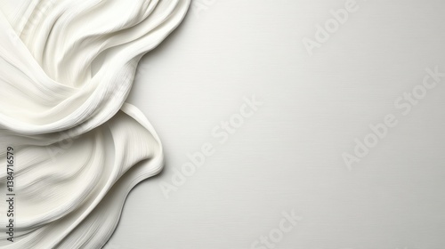 Elegant White Fabric Waves on Minimalist Neutral Background for Modern Design Concepts