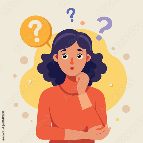 girl thinking vector illustration